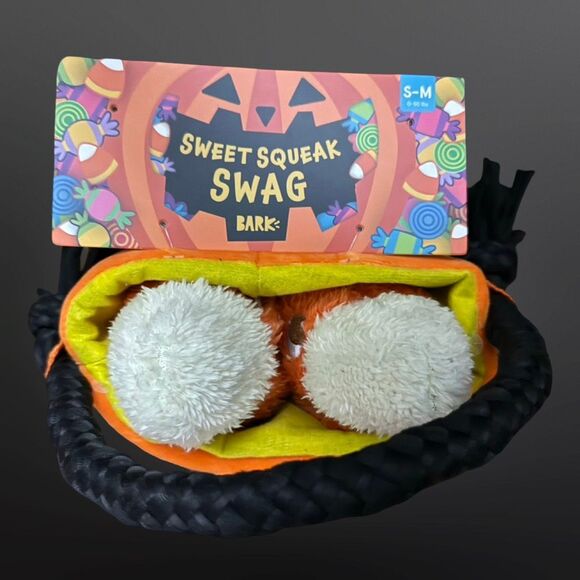 NEW Bark Box Fall Sweet Squeak Swag Bag Candy Corn Pumpkin Plush Basket - Picture 2 of 4